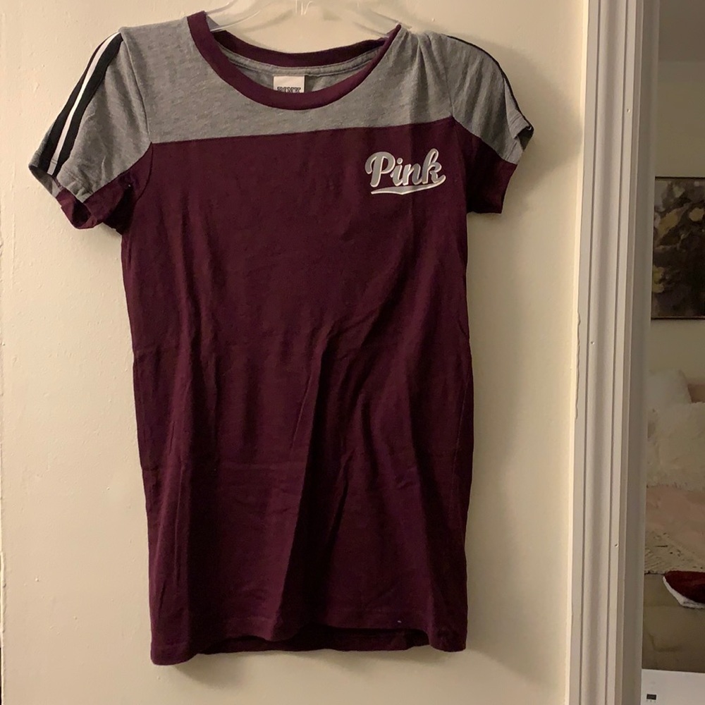 PINK maroon and gray tee
